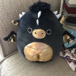 NWT! Squishmallows LUXMEN the Black & Gold Dragon, 7.5"